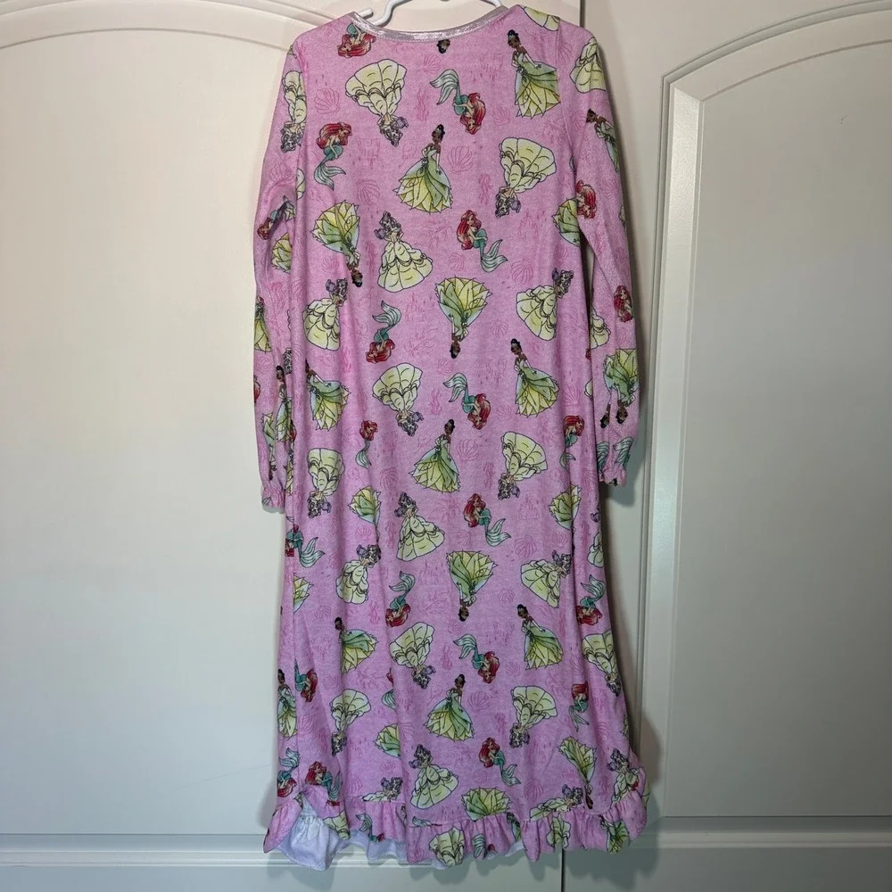 Disney Princess Flannel Granny Nightgown Pajamas Ariel Belle Tiana Pink‎ Girls 8 - Picture 5 of 5